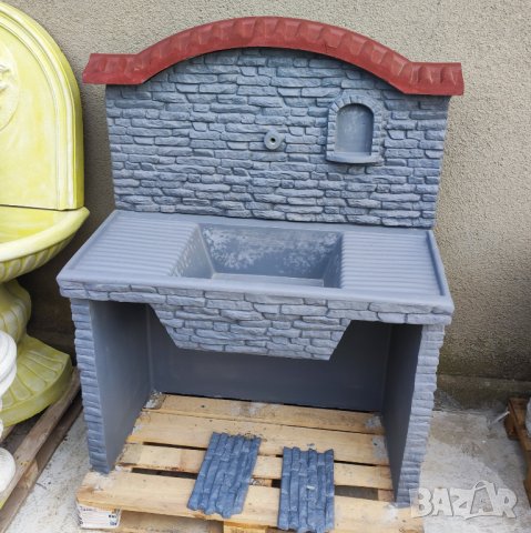 Градинска чешма мивка Elena с плот външна дворна в сив цвят, снимка 4 - Градински мебели, декорация  - 43938199