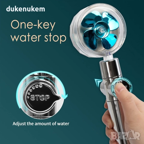 Душ слушалка с турбо перка и филтър – 360° въртящ се модел, снимка 6 - Душове - 52289710