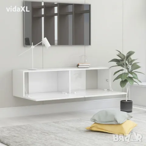 vidaXL ТВ шкаф, бял гланц, 120x30x30 см, инженерно дърво(SKU:801496), снимка 2 - Шкафове - 48509062