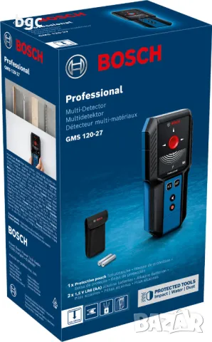  Детектор за кабели, метал и дърво Bosch GMS 120-27, 1.5 V LR6, 120 мм Гаранция