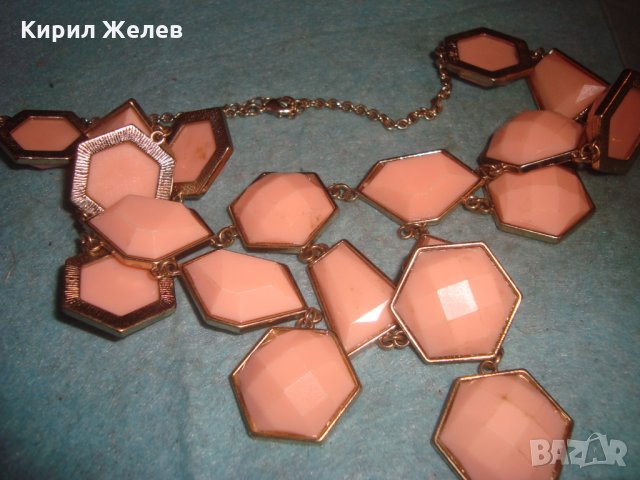 ВИНТИДЖ ФАСЕТИРАНА ЗЛАТИСТА РЕТРО АРТ ОГЪРЛИЦА 26996, снимка 10 - Колиета, медальони, синджири - 35079140