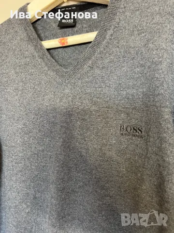 Нов 100 % оригинален марков тънък сив пуловер блуза Hugo Boss, снимка 6 - Блузи - 48199431