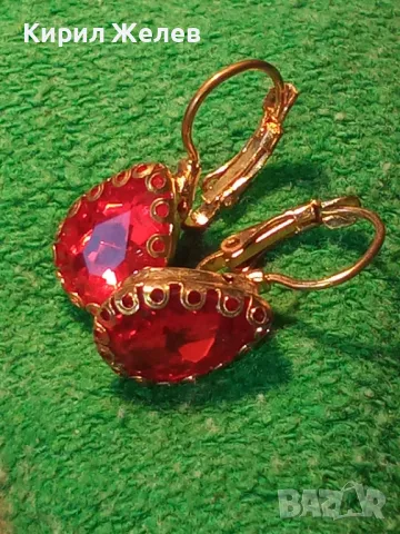 ПРЕКРАСНИ КЛАСИЧЕСКИ РЕТРО Стил ПОЗЛАТЕНИ СКЪПОЦЕННИ ОБЕЦИ от БЛАГОРОДНА СТОМАНА с ГРАНАТ 46830