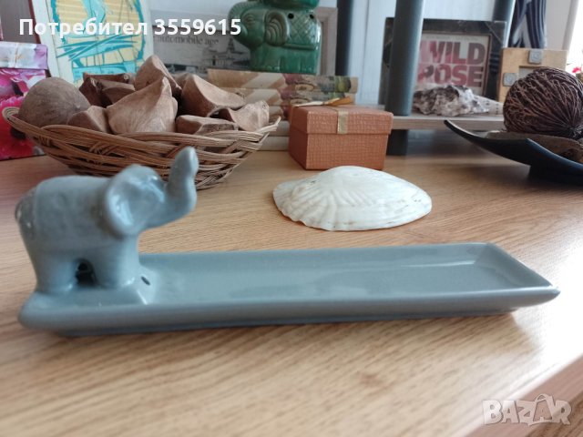 керамичен сувенир със слонче от Индия, за ароматни пръчици, снимка 2 - Декорация за дома - 40764614