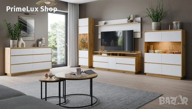 Витрина FOGGIA FOGV02 WIT2D дъб артисан/алпийско бяло 