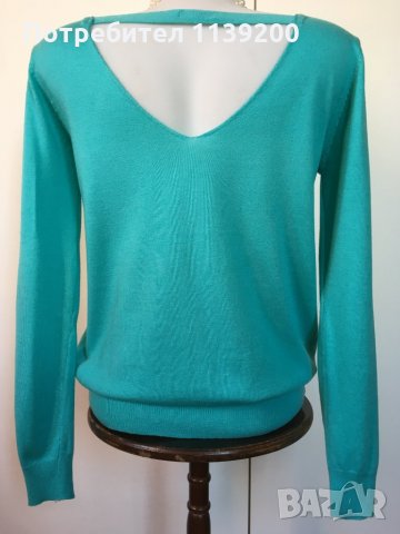 Vintage Dressing S/M елегантен секси леко изрязан гръб френски топ блуза тюркоаз