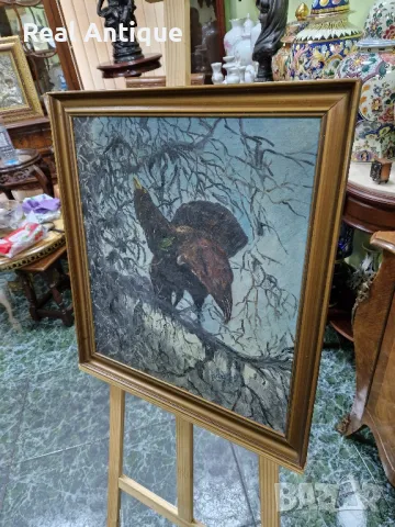 Стара уникална антикварна датска авторска картина масло върху платно , снимка 8 - Антикварни и старинни предмети - 48777752