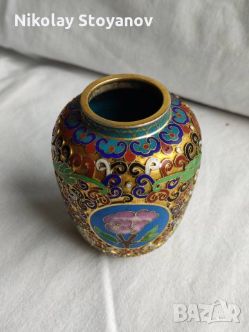 Вазичка с цветен емайл , снимка 2 - Вази - 32893756