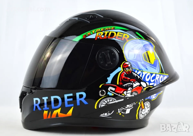 Детска каска Мотор/Мотопед/Вело/Скутер/Атв Шлем 3-ри цвята