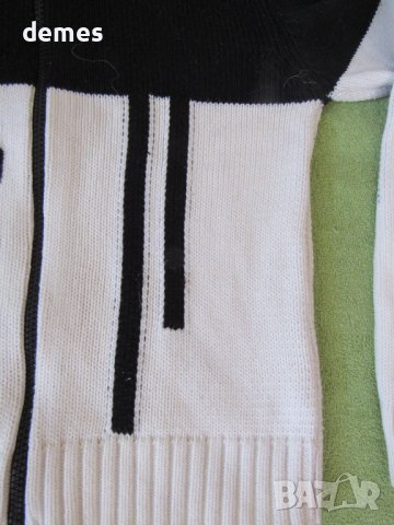 Машинно плетена жилеткав черно и бяло с цип, размер М, снимка 3 - Жилетки - 36662084