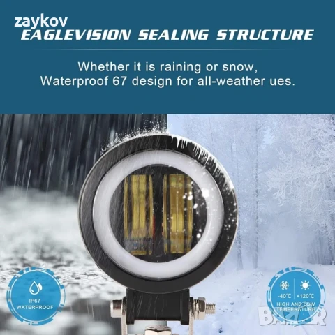 YUGAUNG Чифт LED фарове за мъгла, офроуд, ангелски очи, дневни светлини, снимка 3 - Лед осветление - 50630481