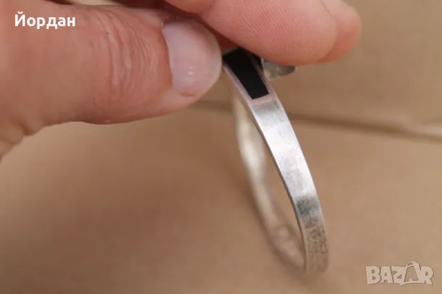 Дамска сребърна гривна с оникс, снимка 6 - Гривни - 49771309