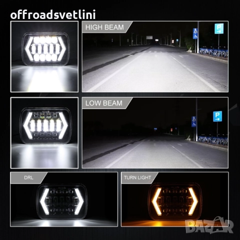 LED Фарове 200W 20x14 см за Jeep Wrangler YJ и Cherokee XJ Daihatsu, снимка 4 - Аксесоари и консумативи - 52406357