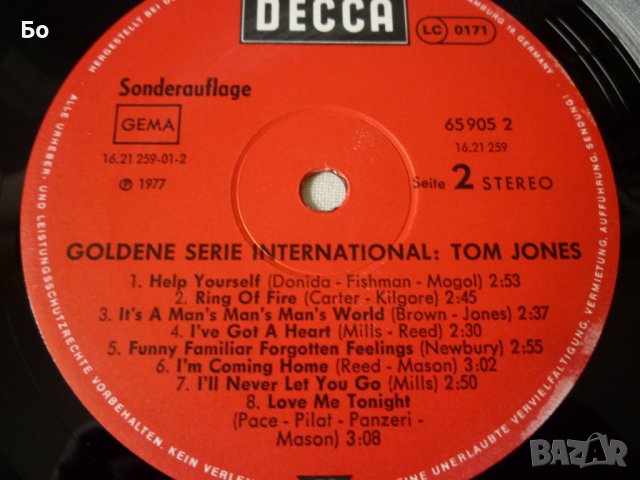 грамофонни плочи Tom Jones, снимка 6 - Грамофонни плочи - 38154321