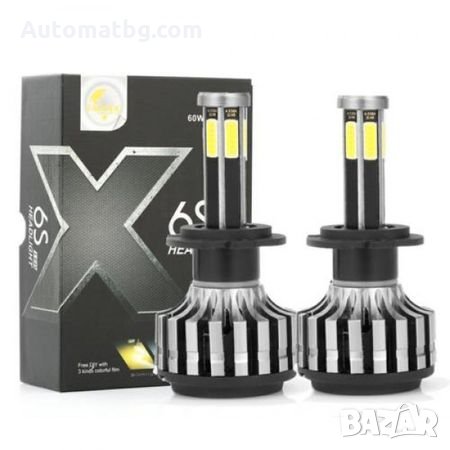 Комплект диодни крушки за фарове Automat, с 6 страни – X6S LED Headlight H7, 50W, 9-32V