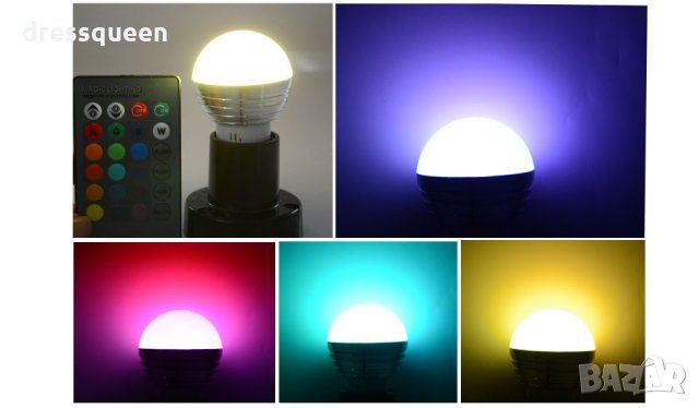 Крушка LED RGB с дистанционно управление  1465, снимка 5 - Крушки - 26867004