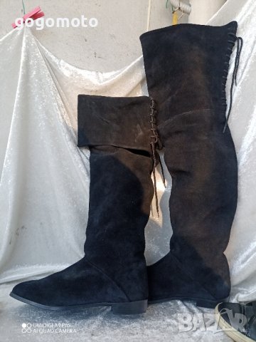 ПРОДАДЕН ЛУКС чизми, гамаши 39 - 40  дамски ботуши високи,100% естествена кожа,естествен велур, снимка 1