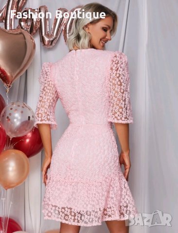 Розова дантелена рокля , снимка 4 - Рокли - 39881671