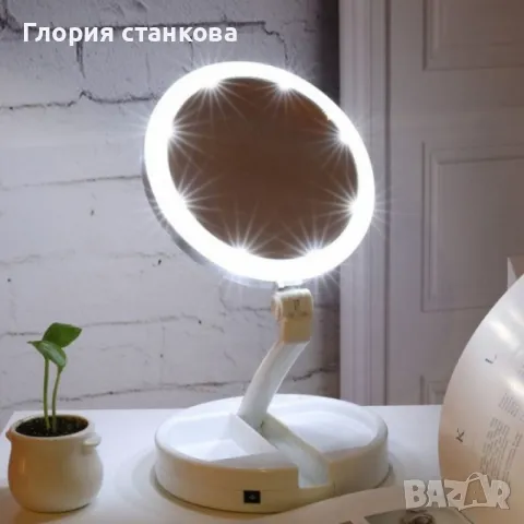 Настолно козметично огледало с LED осветление, снимка 4 - Други - 48062258