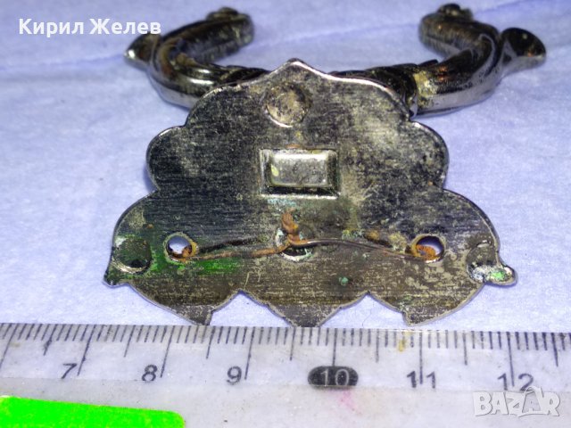 Стар РЕТРО ОРНАМЕНТИРАН СРЕБРИСТ МЕТАЛЕН ОРНАМЕНТ / ДРЪЖКА от СТАРИННА МЕБЕЛ или ДРУГО 41289, снимка 5 - Други ценни предмети - 43588111