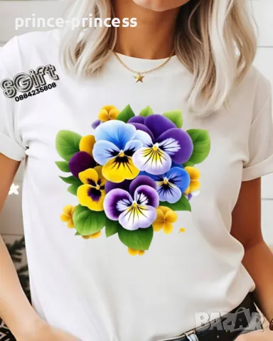 НА ЕДРО Дамска тениска Теменужки, снимка 1