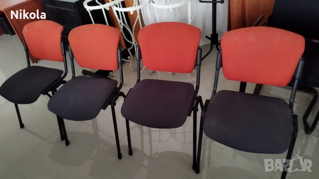 Стол - посетителски офис столове текстилна дамаска  4бр.