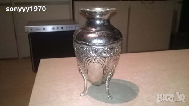 ваза/кана-внос франция-24х13см-метална с релеф, снимка 4 - Колекции - 26762336
