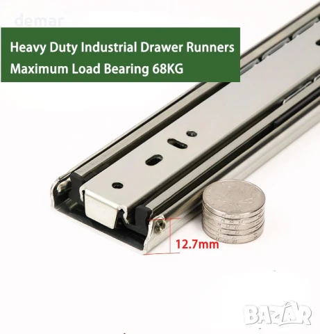 Здрави водачи за чекмеджета с ключалка, товароносимост 68 кг, 3 секции,ширина 51мм x дължина 1000мм, снимка 5 - Други стоки за дома - 51418823