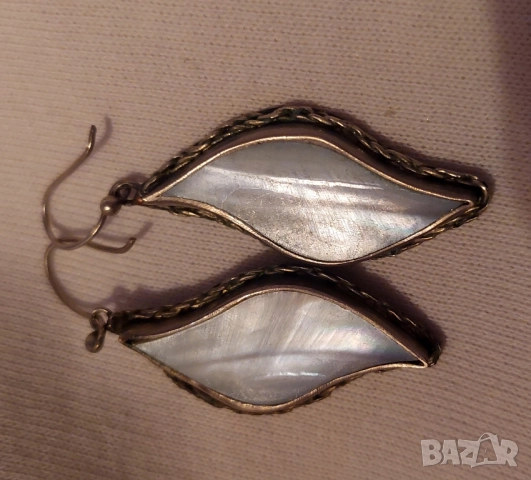 сребърни обеци със седеф , снимка 3 - Обеци - 51659987