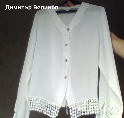 Дамска риза ,бяла коприна , снимка 7 - Ризи - 49869546