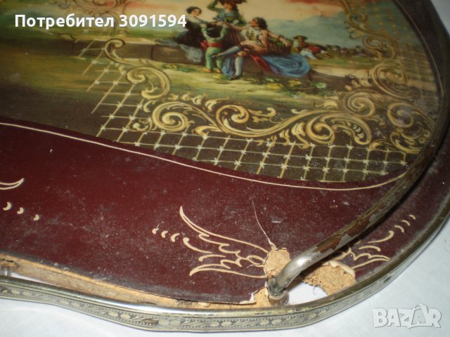Голям поднос 1950 г., сцени от Гоя  поднос с дръжки, поднос за закуска, снимка 15 - Антикварни и старинни предмети - 42969287