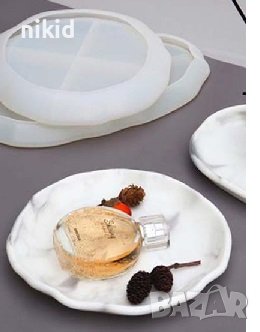 кръг кръгла подложка основа чиния поднос калъп силиконов молд форма за направа смола гипс, снимка 4 - Форми - 38235842