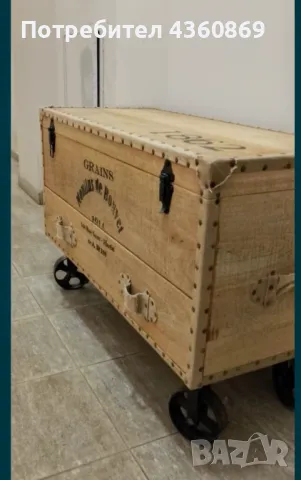 Намален на 300лв.Сандък ,от дърво и метални колела и обков, снимка 3 - Други - 49491326