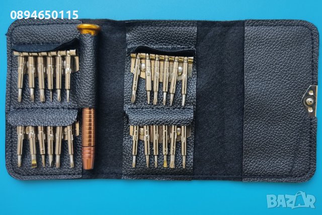 25в1 комплект малки отвертки финни мини отверки за ремонт на телефони часовници фина механика, снимка 2 - Отвертки - 37282468