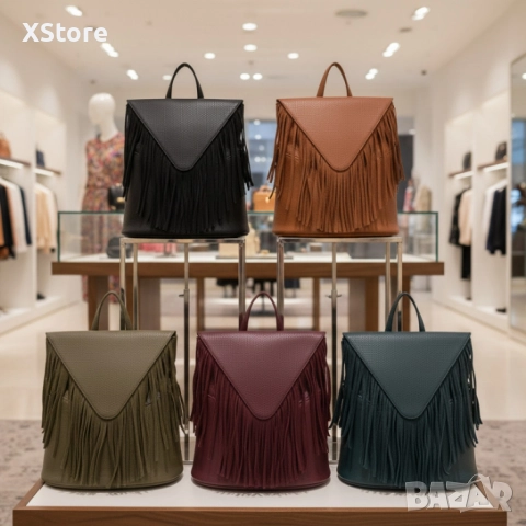 Дамска раница от еко к. с ресни – бохо стил, удобство и обем (36×30×16 см)