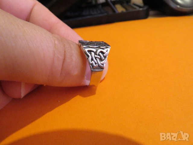 Старинен Мъжки сребърен пръстен  орнаменти викингски възел  - символът на вечноста., снимка 4 - Пръстени - 37536681