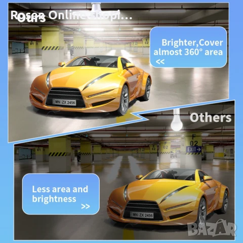 Сгъваема LED лампа с форма на вентилатор 60W, 6500K, стандартна фасонка E27 Промо цена!, снимка 6 - Лампи за таван - 50856311