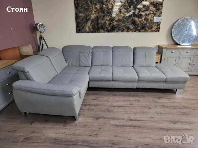 ПРОМОЦИЯ!!! Сив ъглов диван от плат с функция сън и ракла Rhone, снимка 9 - Дивани и мека мебел - 52830250