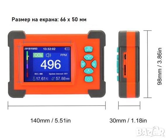 Детектор за въглероден диоксид / Измервател на качеството на въздуха JD-112, снимка 3 - Друга електроника - 43393606