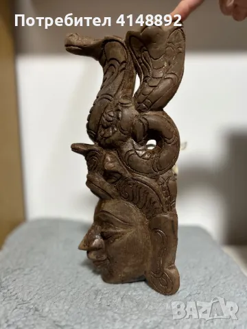 Азиатска дървена маска със змии, снимка 6 - Декорация за дома - 48479947