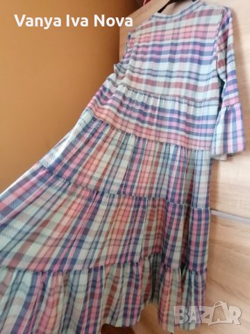 Дълга рокля с харбали в пастелни цветове, снимка 4 - Рокли - 37835294