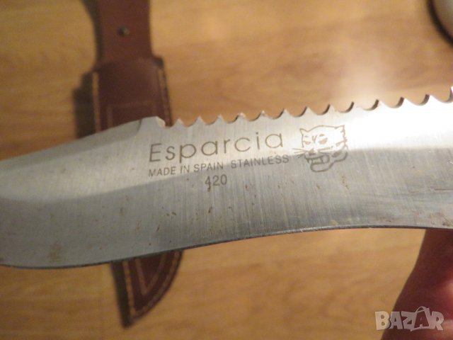 Стар испански  голям нож Esparcia с гравюри за ценители и колекционери., снимка 9 - Ножове - 37159138