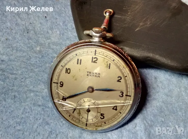 TEGRA EXTRA SWISS MADE 16 JEWELS Стар РЯДЪК КОЛЕКЦИОНЕРСКИ ШВЕЙЦАРСКИ ДЖОБЕН ЧАСОВНИК 48366, снимка 3 - Джобни - 48035106