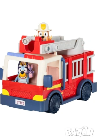НАМАЛЕНА! Оригинална BLUEY Пожарна с 2 фигури /Блуи , снимка 2 - Коли, камиони, мотори, писти - 53379016