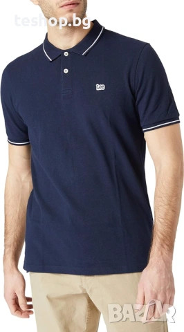 Мъжка тениска с яка LEE памук размер 4XL