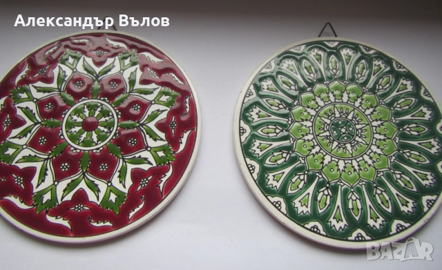 Две стари подложки за чаши или декорация за стена Pandora Ceramic ръчно направени гръцки, снимка 10 - Колекции - 51848070