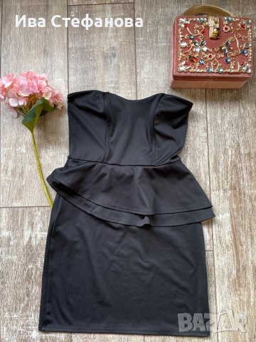 Страхотна пеплум черна еластична официална вечерна къса коктейлна рокля , снимка 12 - Рокли - 35788836