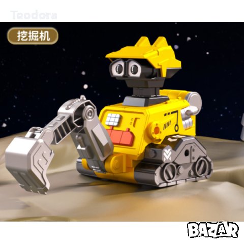 Подвижен робот играчка с дизайн на строителна машина , снимка 4 - Фигурки - 43118820