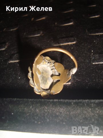 СТАРИНЕН ЮВЕЛИРНА РЪЧНА МАЙСТОРСКА ИЗРАБОТКА АРТ-ДЕКО БРОНЗОВ ПРЪСТЕН с ЖЪЛТ КАТАЛИН 21631, снимка 14 - Антикварни и старинни предмети - 32552868