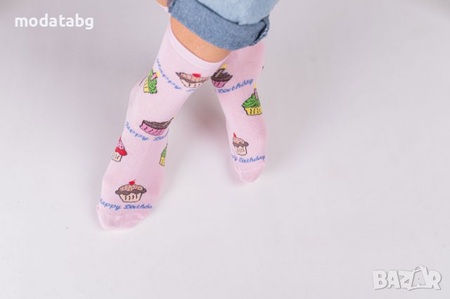 Дълги чорапи Рожден ден в розов цвят, снимка 2 - Дамски чорапи - 38370471